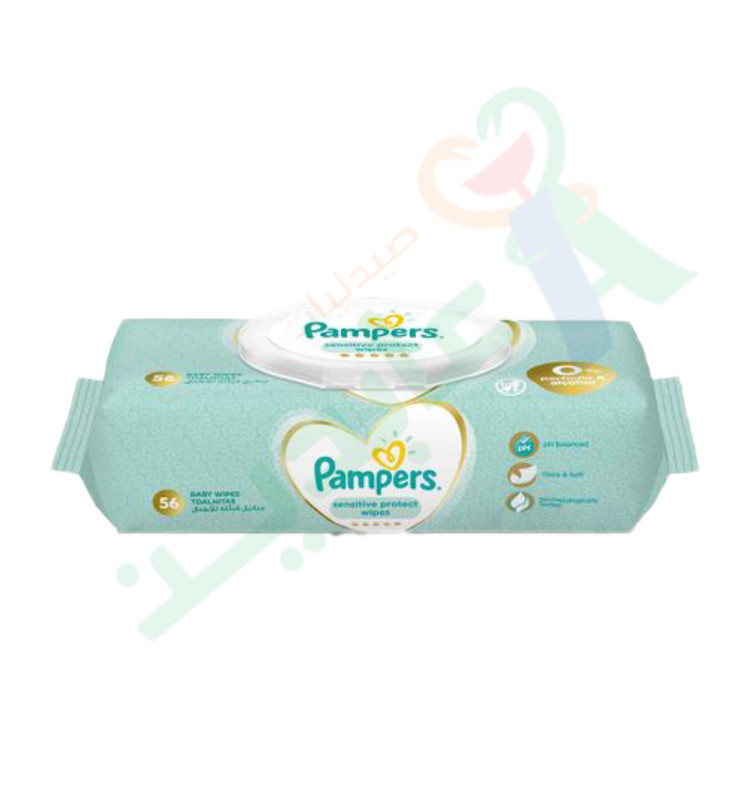 PAMPERS BABY WIPES SENSITIVE 56pieces WITH CAP