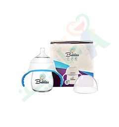 [39554] BUbbLES FEEDING BOTTLE NATURAL WITH HAND 150ML