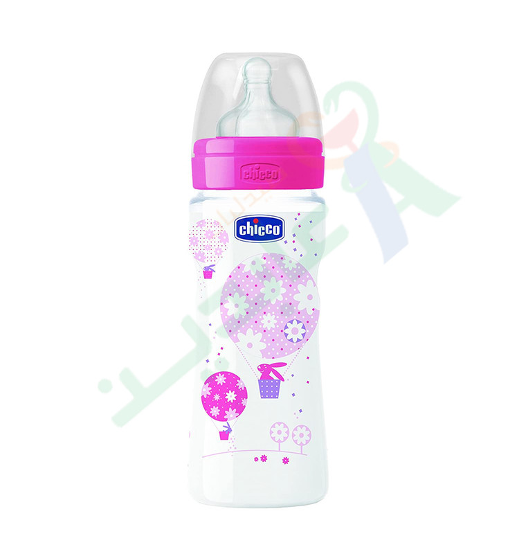 CHICCO BIBERON SILICON (4+MONTH) 330ML 8013 (GIRL)--
