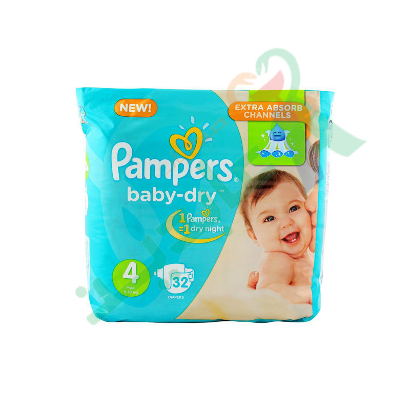 PAMPERS BABY DRY SIZE (4) 32pieces