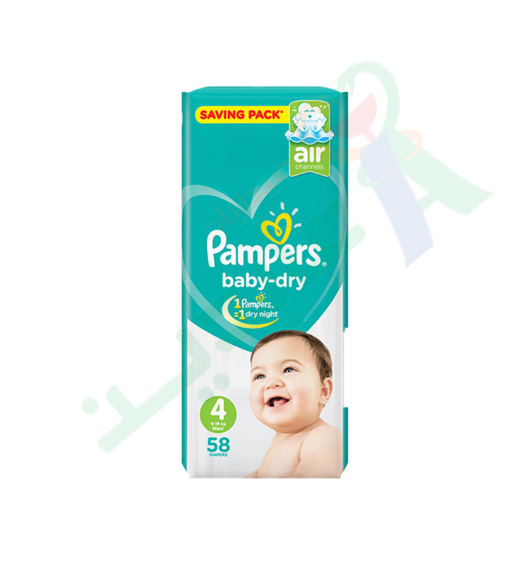 PAMPERS BABY DRY SIZE (4) 58 pieces
