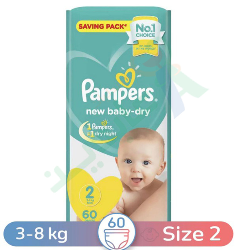 PAMPERS NEW BABY DRY SIZE (2) MINI 62pieces