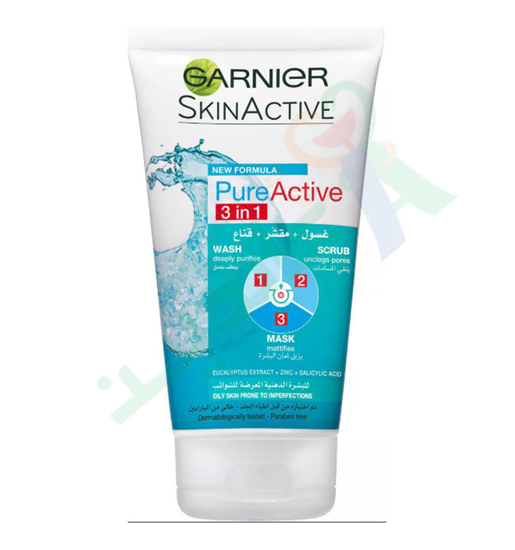 GARNIER PURE ACTIVE 3IN1 WASH&MASK&SCRUB 150ML