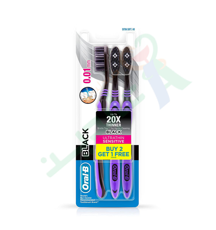 ORAL-B  ULTRATHIN SENSITIVE BLACK TOOTHBRUSH 2+1FREE