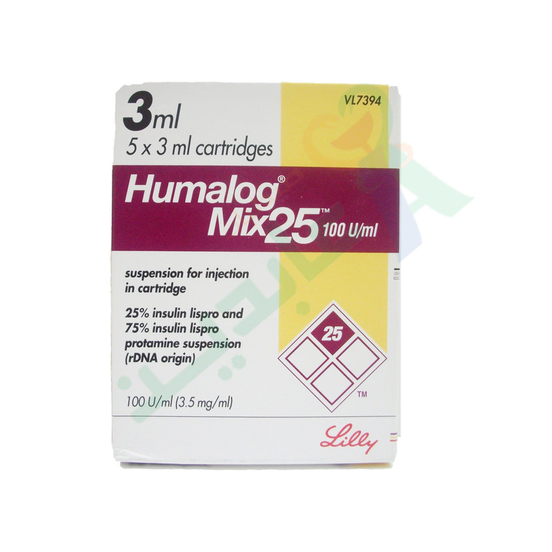 HUMALOG MIX 25/100 IU 5 CAR--