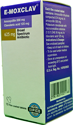 E-MOXCLAV 625 MG 10 TABLET