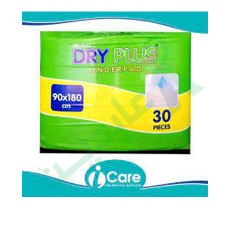 DRY PLUS UNDERPAD 90X180 CM 30  PIECES مفرش سرير