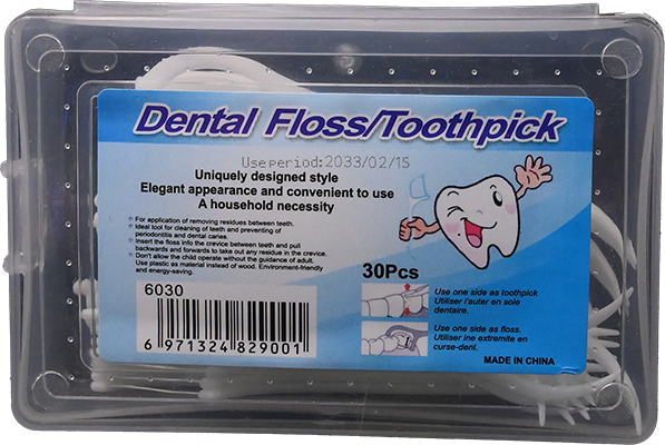 Plastic toothpick with floss