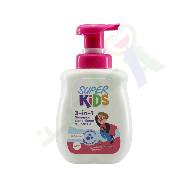 SUPER KIDS 3IN1 SHAMPOO&CONDITIONER&BATH GEL STRAWBERRY 500ML