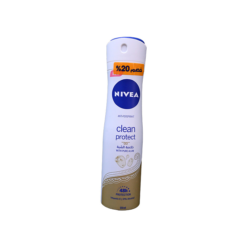 NIVEA SPRAY CLEAN PROTECT WITH PURE ALUM 150ML 20%