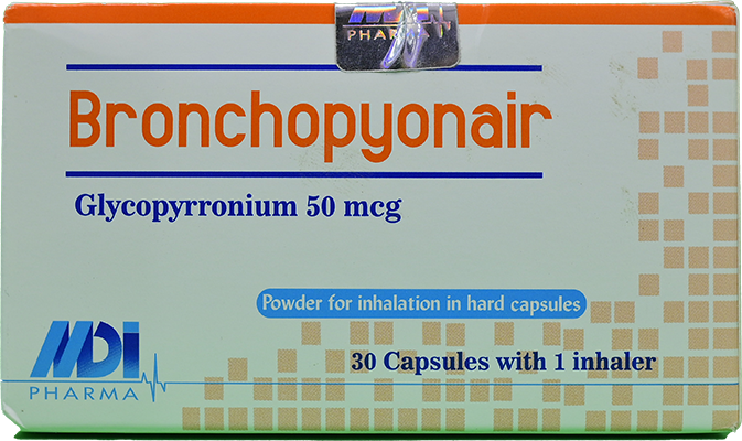 BRONCHOPYONAIR 50MG 30 CAP + INHALER