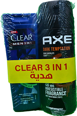 AXE DARK TEMPTATION SPRAY 150ML+CLEAR 90 SH SP.OFF 1 BOX
