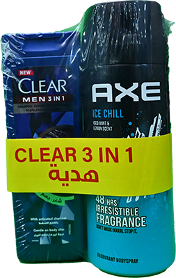 AXE ICE CHILL SPRAY 150ML+CLEAR 90 SH SP.OFFER 1 BOX