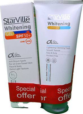 STARVILLE WHITENING GEL SPF50+STAR WH CLEANSER OFF 1 BOX