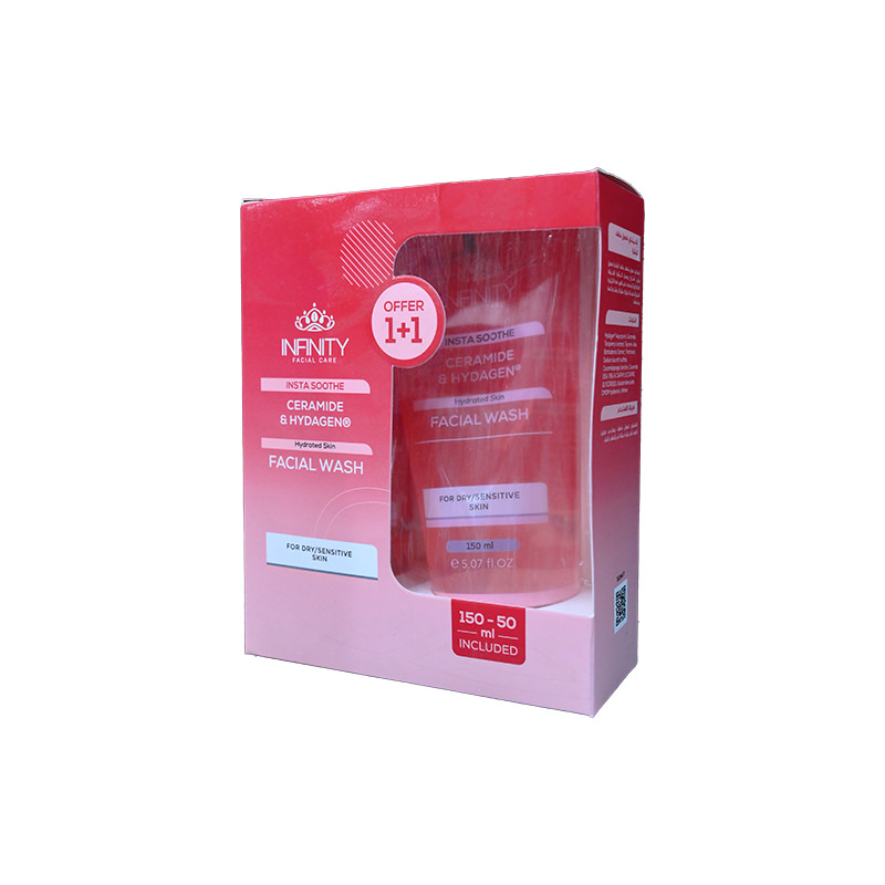 INFINITY INSTA SOOTH FACIAL WASH 150ML+50ML SP.OFF 1 BOX