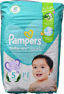 PAMPERS SIZE (5) 24 DIAPERS 1 BOX