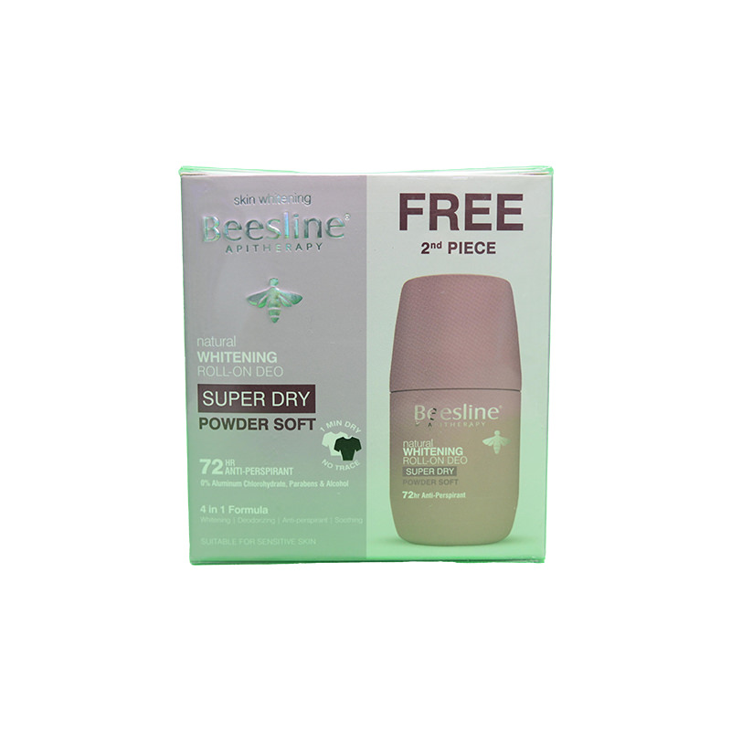 BEESLINE SUPER DRY POWDER SOFT ROLLON 2PCS SP.OFF 1 BOX