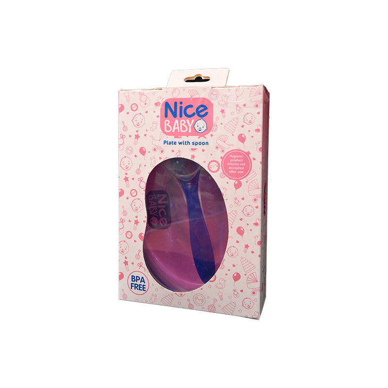 NICE BABY PLATE WITH SPOON RED 1 BOX