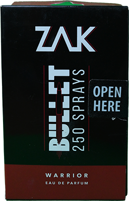 ZAK BULLET WARRIOR EAU DE PARFUM 250 SPRAYS 25ML 1 BOX
