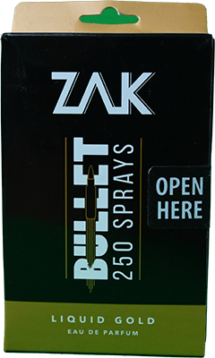 ZAK BULLET LIQUID GOLD PARFUM 250 SPRAYS 25ML 1 BOX