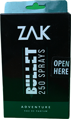 ZAK BULLET ADVENTURE PARFUM 250 SPRAYS 25ML 1 BOX