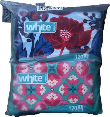 WHITE TISSUES 3 LAYERS 120 PCS 4 PACK  1 BOX