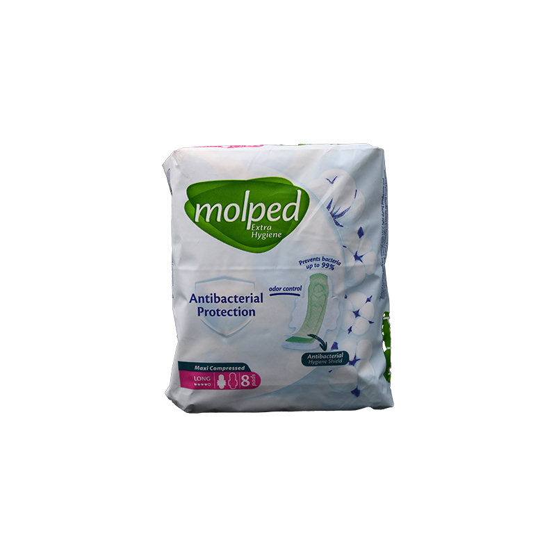 MOLPED EXTRA HYGINE ANTIBACTERIAL PROT LONG 8 PAD 1 BOX