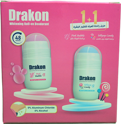 DRAKON WHIT ROLL-ON PINK BUBBLE+ROLL LOLLIPOP FREE 1 BOX