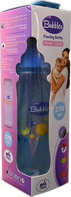BUbbLES FEEDING BOTTLE CLASSIC 270ML (ازرق) 1 BOX