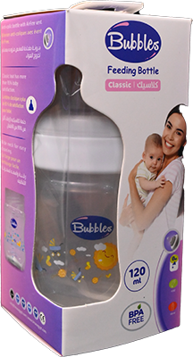 BUBBLES FEEDING BOTTLE CLASSIC WHITE 120 ML 1 BOX
