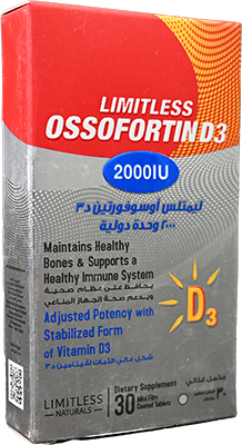 LIMITLESS OSSOFORTIN D3 2000 IU TAB 3 STRIP 30 TAB