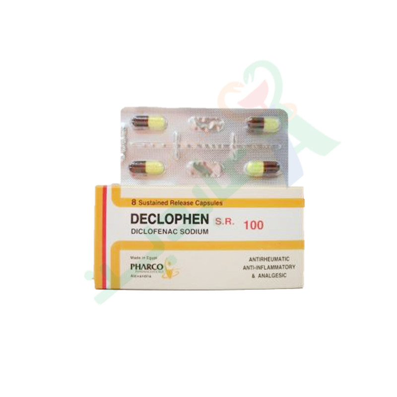 DECLOPHEN S.R 100 MG 8 CAPSULES-- | Abdin Pharmacies