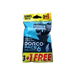 [109723] DORCO MEN PACE DISPOSABLE 6 BLADE 4RAZORS 3+1 FREE 1 BOX
