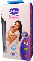 [108894] BUbbLES FEEDING BOTTLE CLASSIC WITHHAND 270ML(لبني 1 BOX