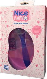 [109299] NICE BABY PLATE WITH SPOON احمر 1 BOX