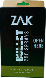 [108024] ZAK BULLET LIQUID GOLD PARFUM 250 SPRAYS 25ML 1 BOX