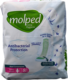 [108052] MOLPED EXTRA HYGINE ANTIBACTERIAL PROT LONG 8 PAD 1 BOX